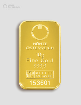 Goldbarren 10g Kinebar Münze Österreich