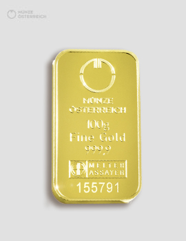 Goldbarren 100g Prägebarren Münze Österreich